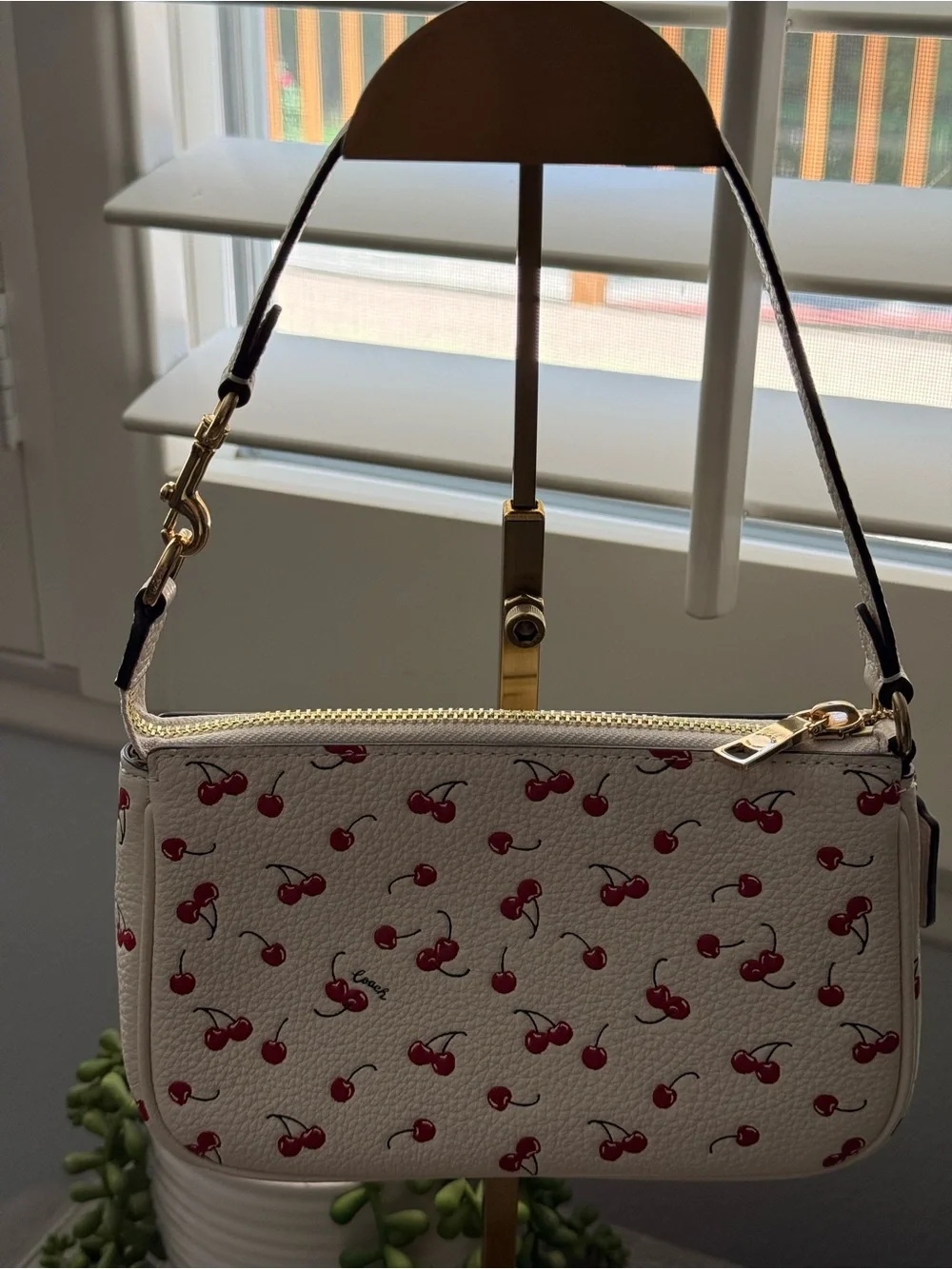 Coach NWT 🍒Cherry Nolita 19 in Chaulk Multi Cherry Print Pebble Leather 🍒 w/DB